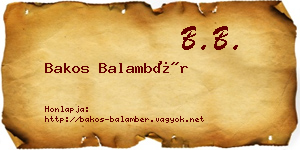 Bakos Balambér névjegykártya